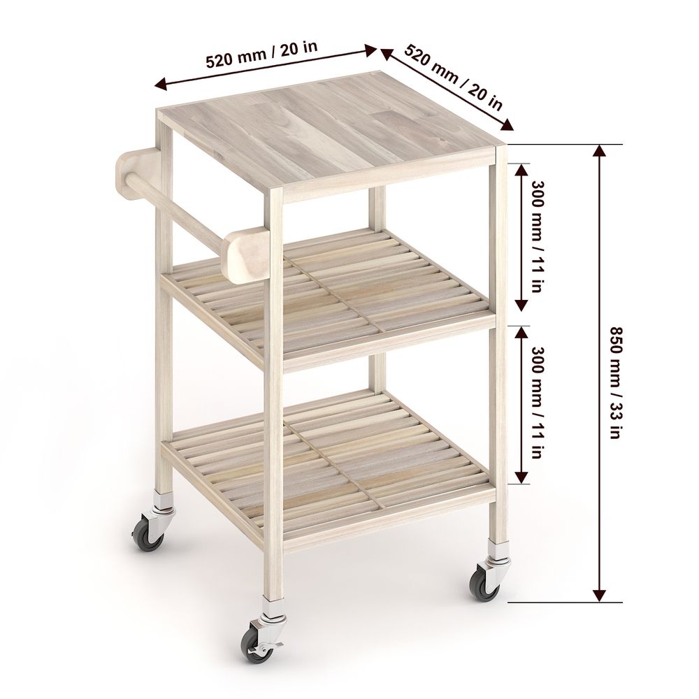 Holger Kitchen Cart 520mm X 850mm - Organic White