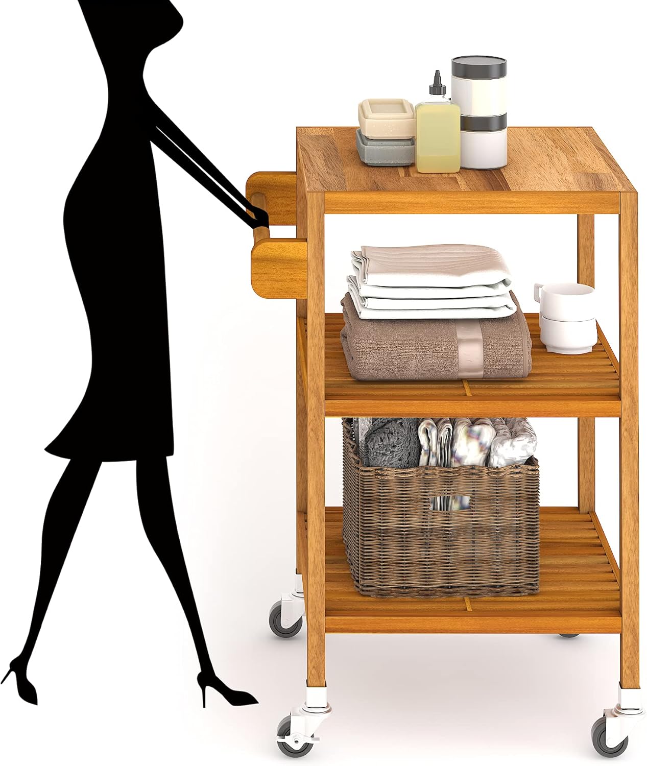 Holger Kitchen Cart 520mm X 850mm - Golden Teak