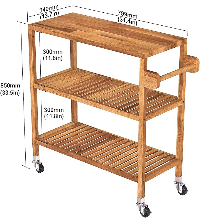 Holger Kitchen Cart 799mm X 349mm - Golden Teak