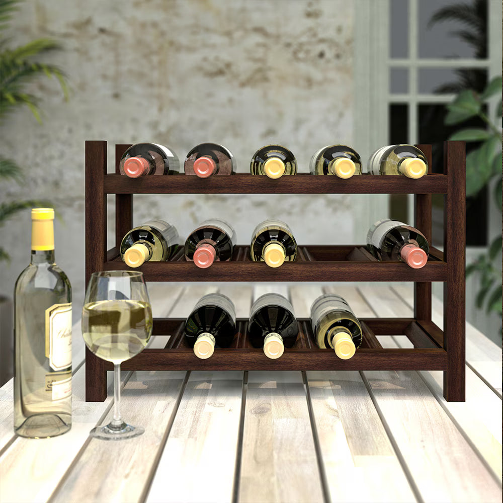 Holger 15 Bottle Wine Rack Acacia Espresso