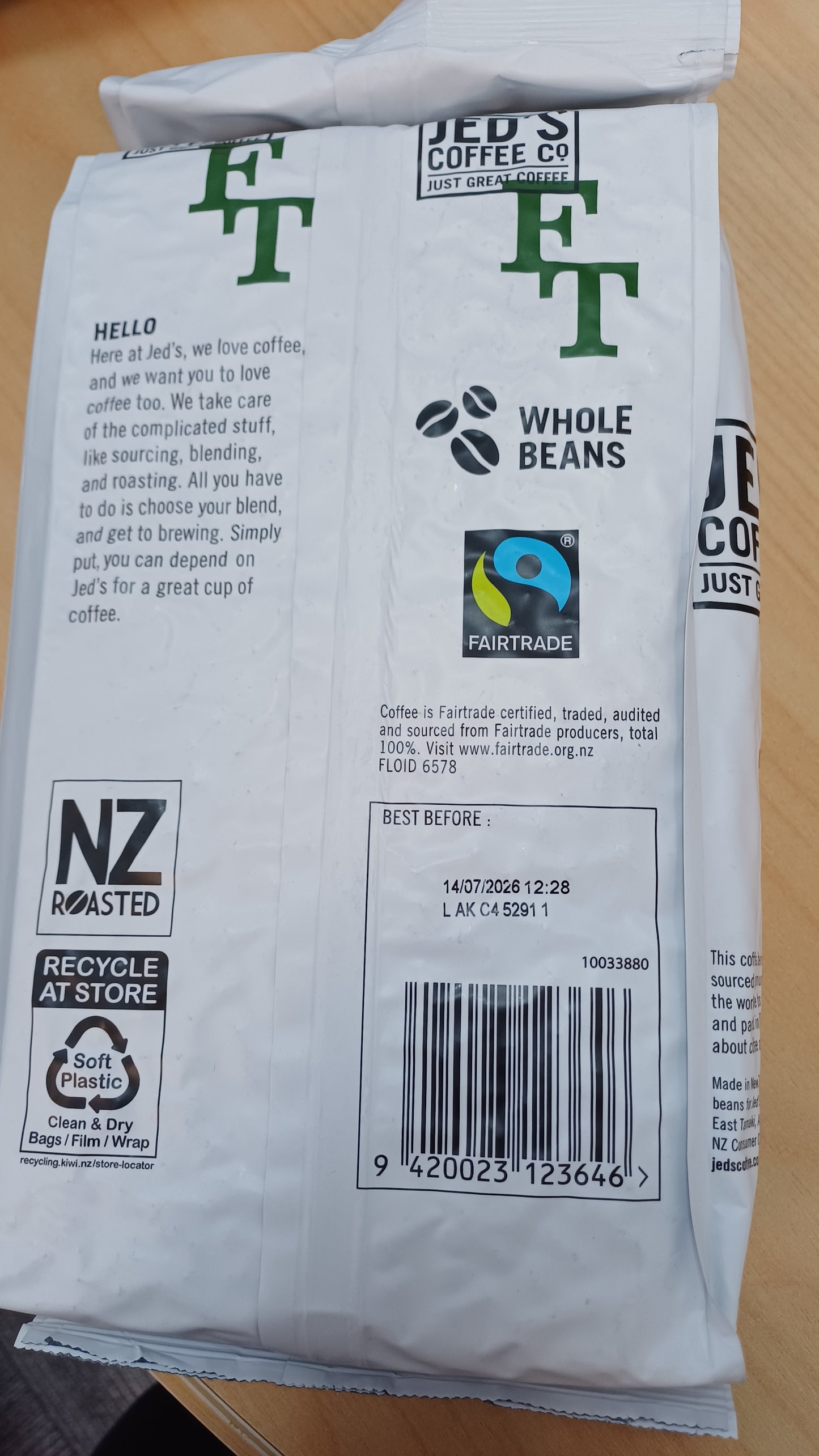 Jed's Coffee Co. Fairtrade Coffee Beans 1kg