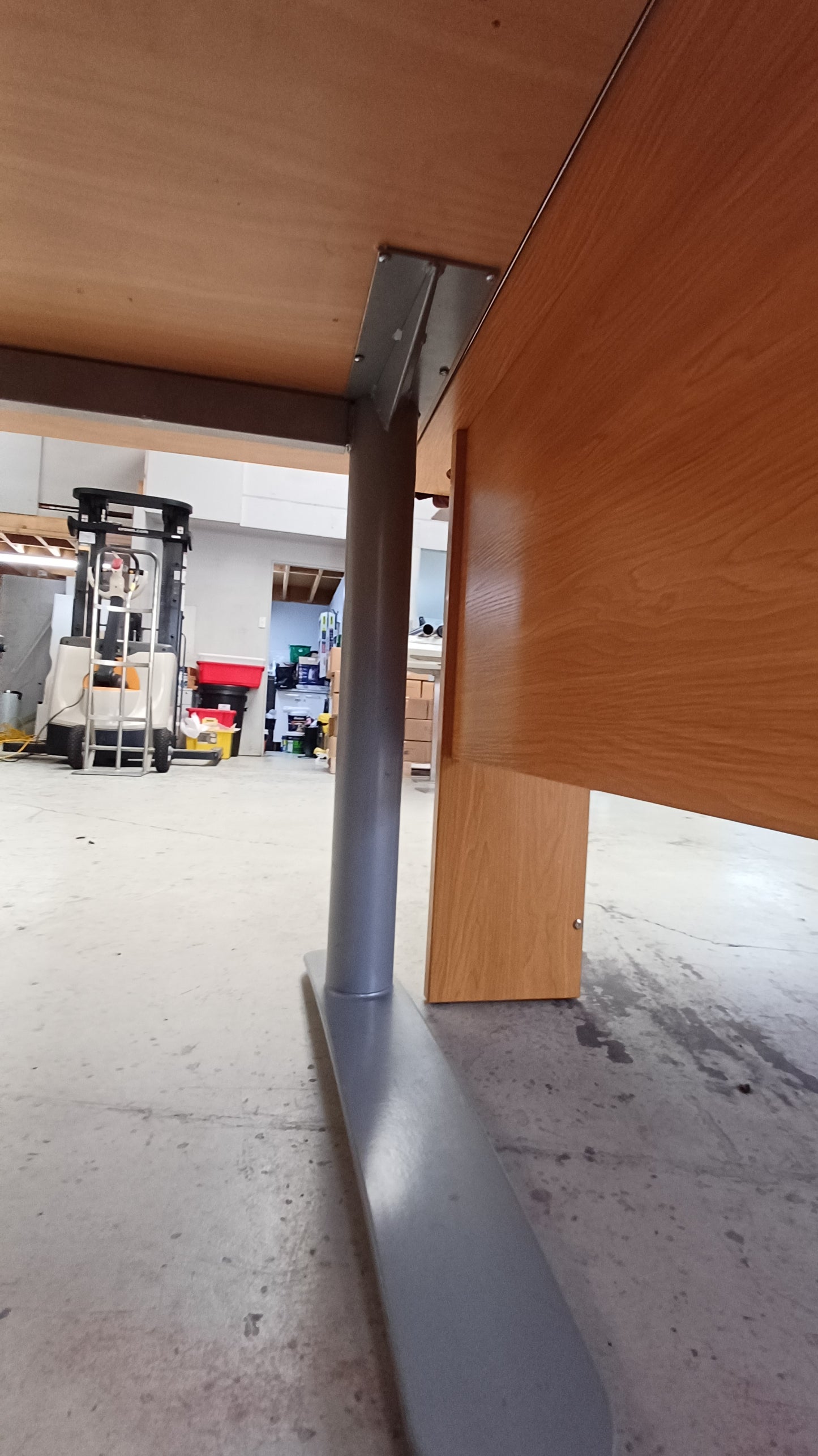 L shaped desk- screws on top