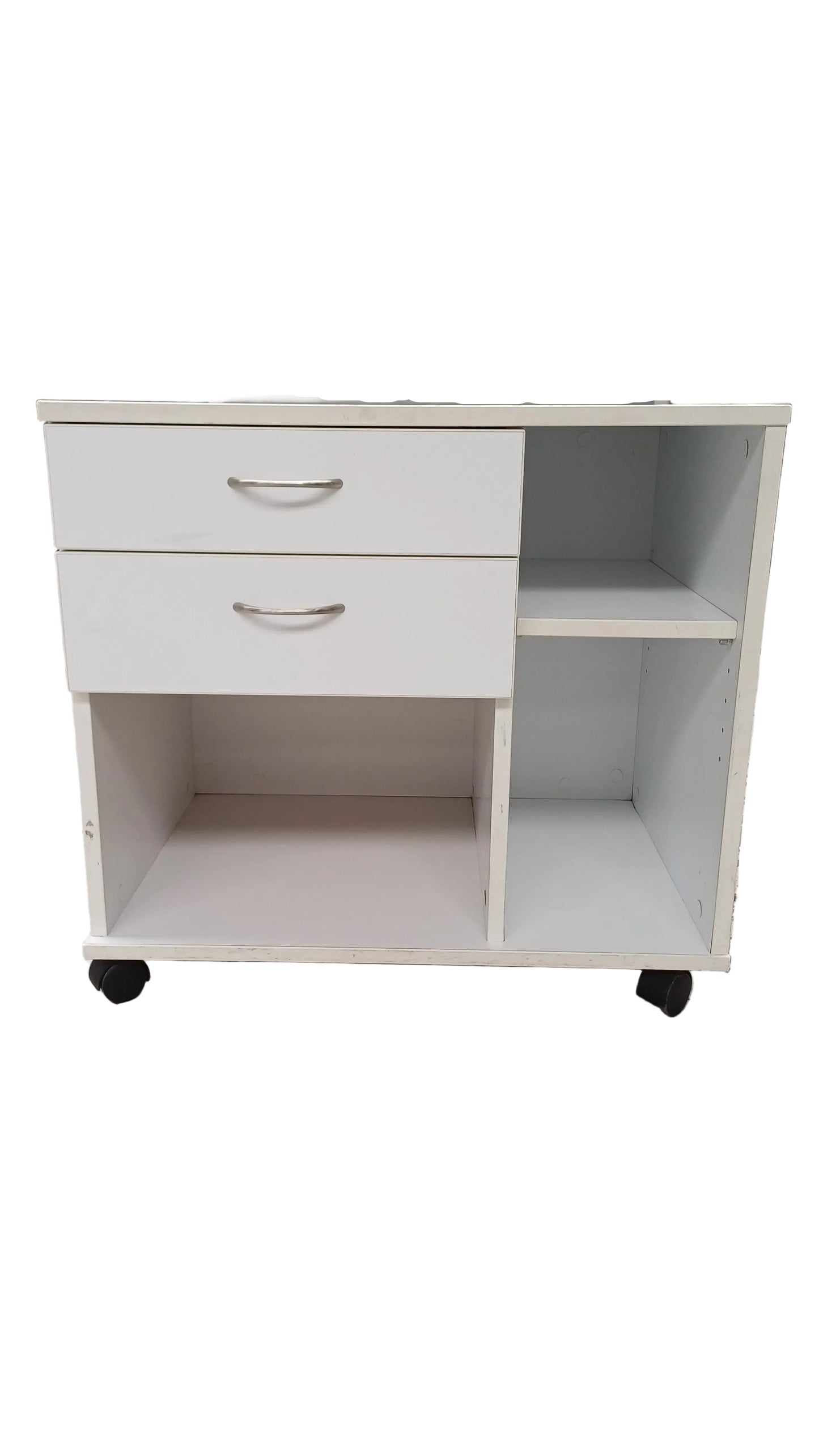 Cabinet with Wheels and Left-side Drawers - White