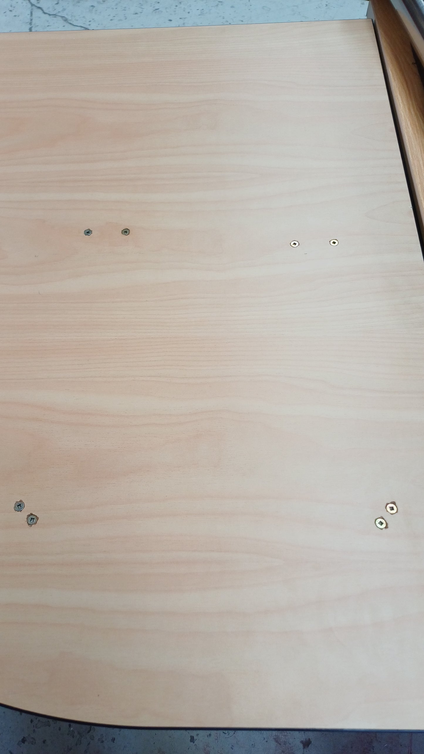 L shaped desk- screws on top