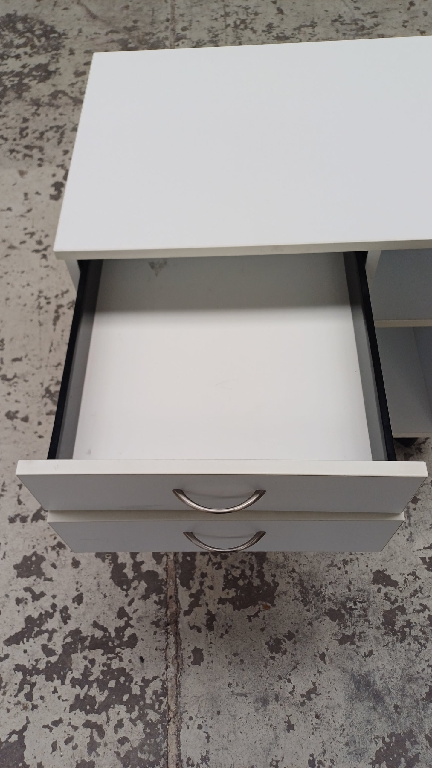 Cabinet with Wheels and Left-side Drawers - White