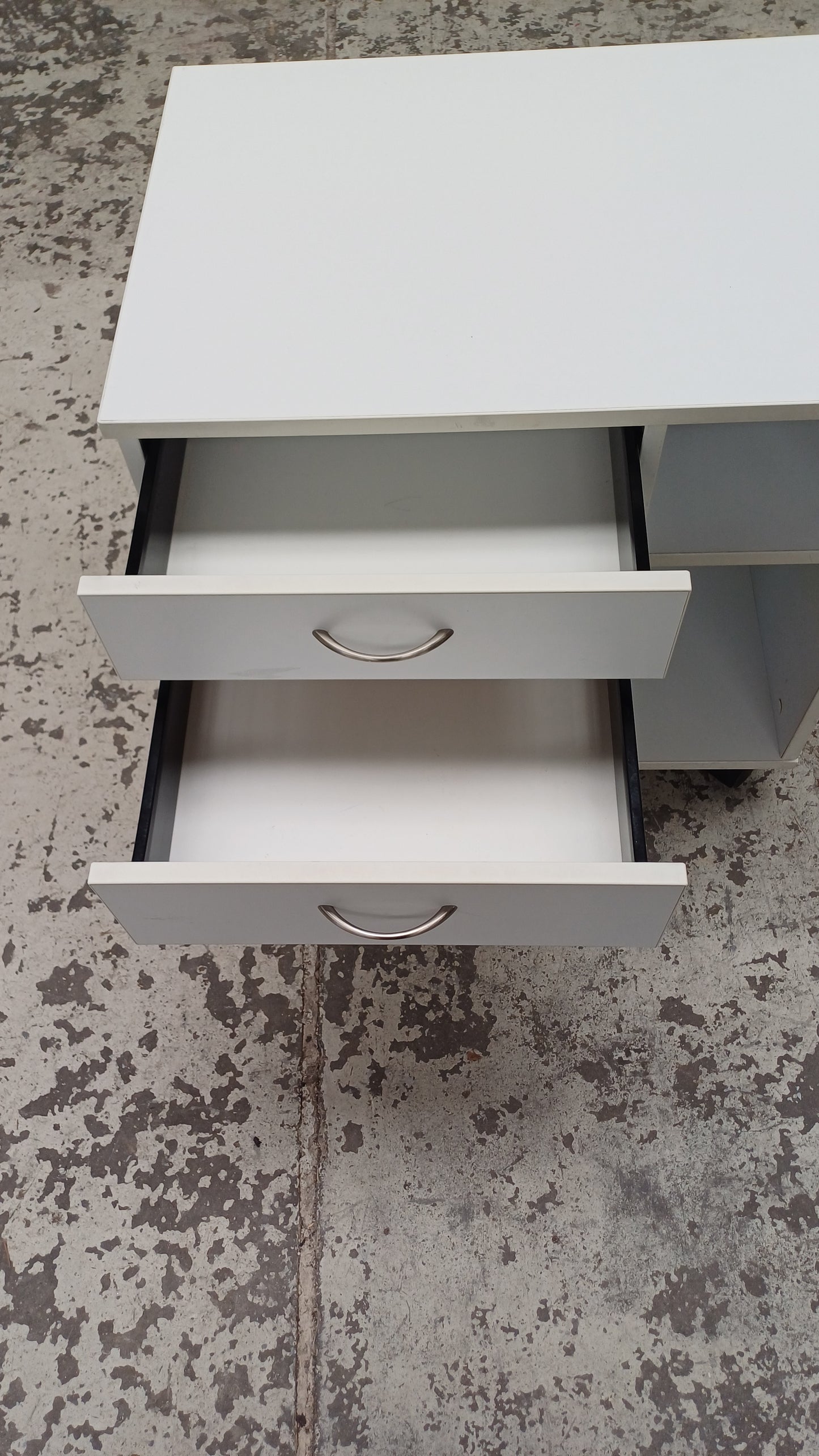 Cabinet with Wheels and Left-side Drawers - White